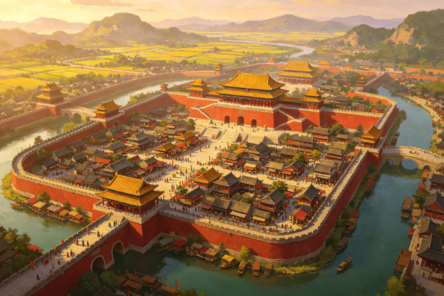 我本沉默金币版本游戏场景：中国古代皇城全景